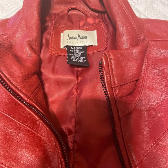 Neiman Marcus Red Leather Jacket - Picture 3 of 4
